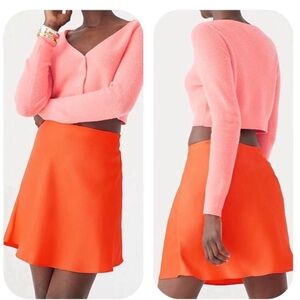 J. CREW Neon Orange Satin Gwen Mini Slip Skirt Womens Plus Size 2X NWT Retro 90s